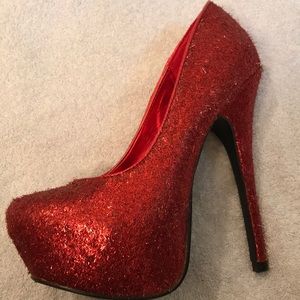 Red sparkle stilettos. Size 7. Only worn once